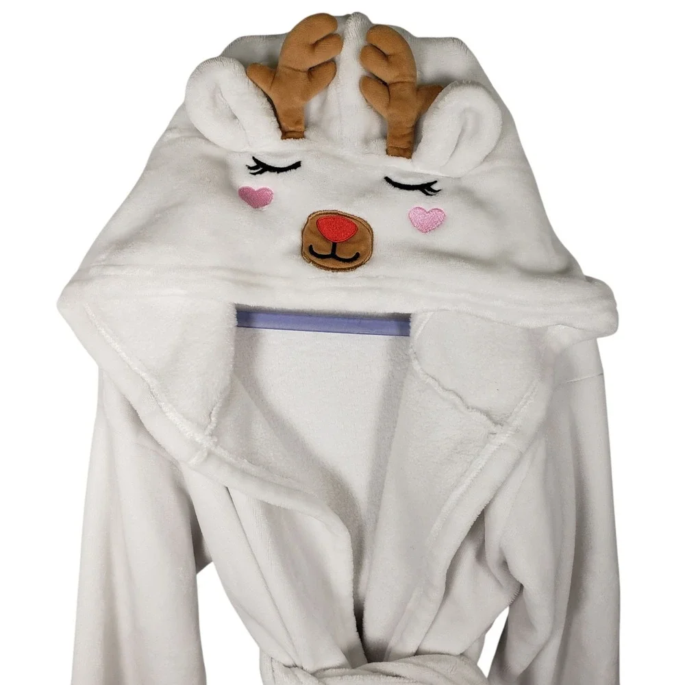 American‎ Girl Christmas Kids White Reindeer Hooded M 10/12